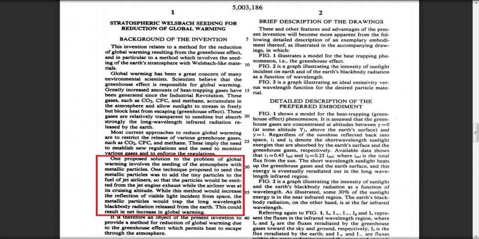 …with evidence of intent set out in patents… Welsbach patent - for spraying metallic particles from aircraft